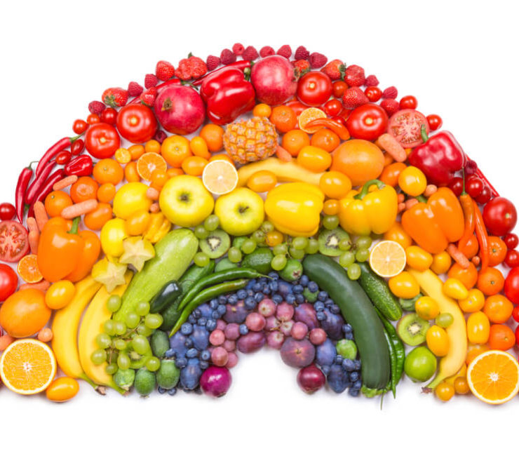rainbow made out of fruit and vegetables