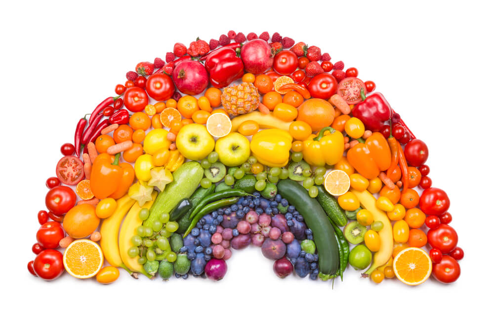 rainbow made out of fruit and vegetables