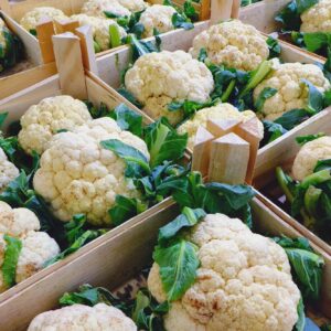 fresh cauliflower in boxes
