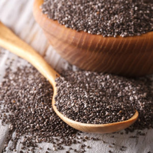 chia seeds on wooden background