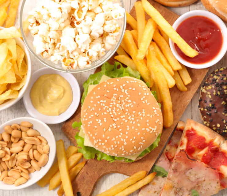 selection of junk food
