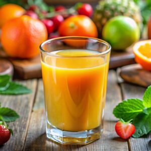 Orange juice in a refreshing glass
