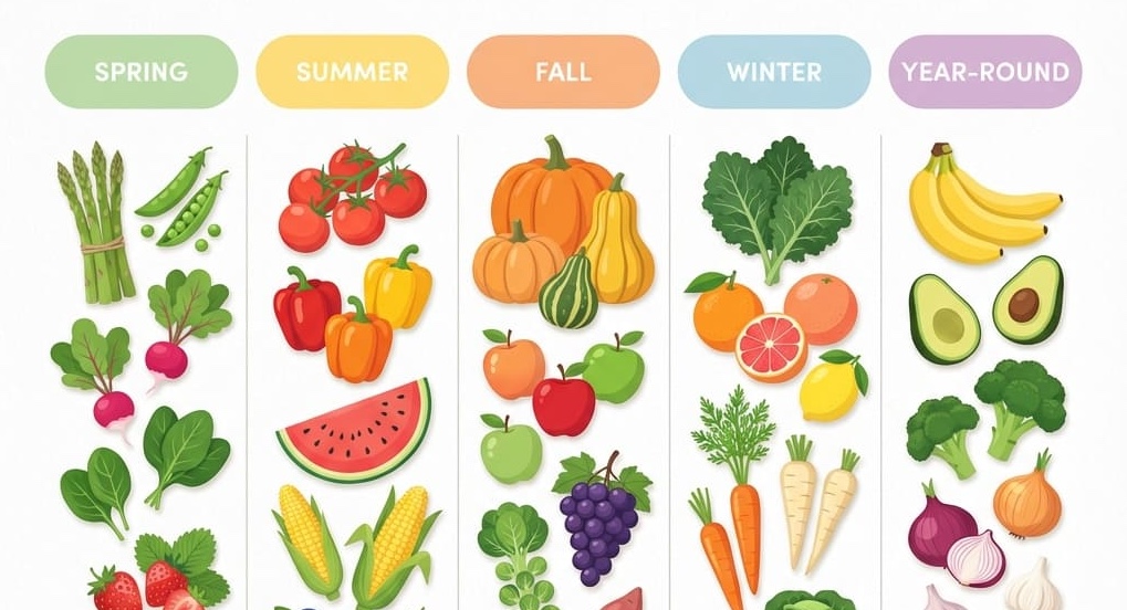 Use This Guide To Know When Fruit and Vegetables Are In Season To Save ...