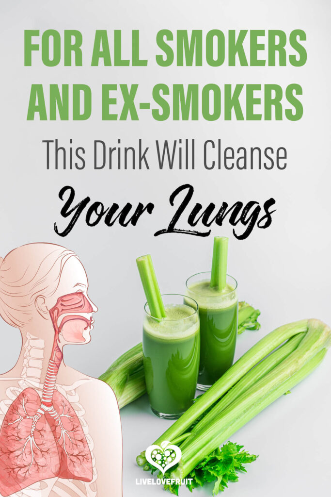 green juice with lung graphic with text - for all smokers and ex-smokers this drink will cleanse your lungs