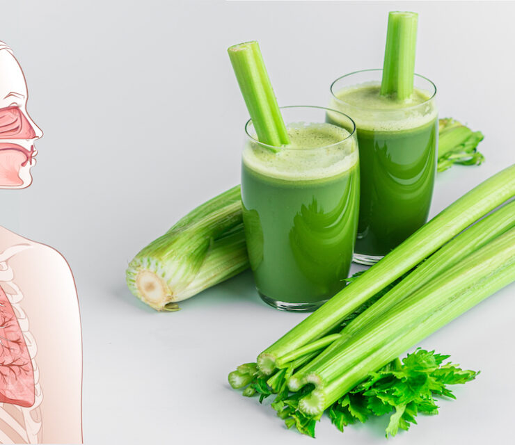 green juice with illustration of lungs beside