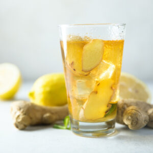 refreshing homemade gingerale with kombucha