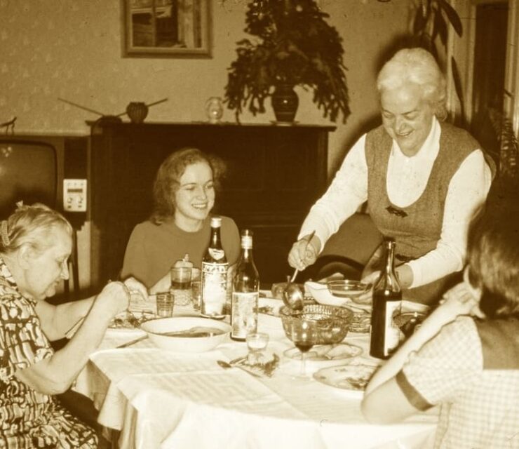 Vintage photo of Christmas eve family dinner (early seventies)