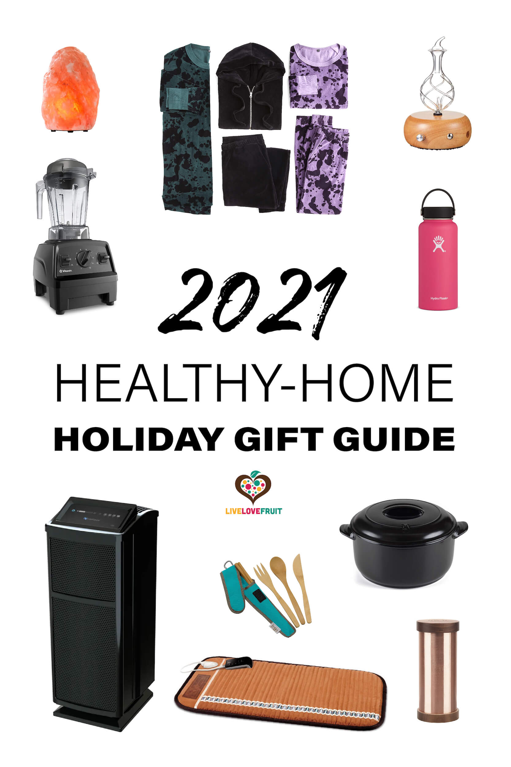 2021 healthy home gift guide with icons of various gifts