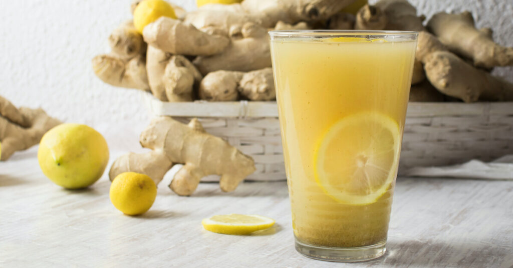 freshly pressed ginger and lemon juice